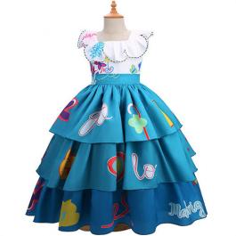 Modest Summer Dress 2022 Layered Princess Girls Dresses 2-12 Encanto Mirabel Cosplay Costume For Kids Party Dress
