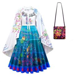 Encanto Girls Party Dress Up Princess Costume Baby Girl Christmas Prom Gowns With Cape Kids Halloween Mirabel Cosplay Costume