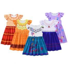 Wholesale Encanto Isabela Dress Fly Sleeve Birthday Party Supplies Cosplay Dress Kids Girls Encanto Princess Dress