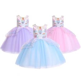 2022 Amazon Dress Without Sleeve Rainbow Unicorn Girls Skirt Christmas Party Flower Girls' Dresses