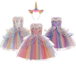 Children Unicorn Party Princess Dress up Flower Gilr Dresses Kids girl wedding party Dress