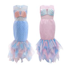 Hot Sale Sleeveless Girl Mermaid Halloween Christmas Cosplay Princess Party Gowns Dresses Long Kids Girls Mermaid Dress