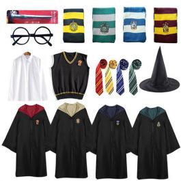 Hot Sale Harry Cosplay Costume With Cape Tie Scarf Glasses Wand Kids and Adult Potter Robe For Halloween Party Costume