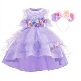 Hot Sale Kids TV Movie isabella encanto dress Cosplay costume for Halloween Purple Floral Girls Party Princess Dress up - 副本