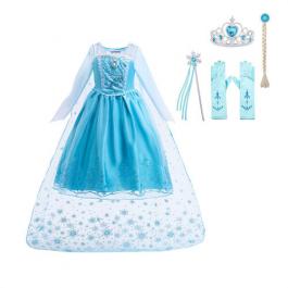 Amazon hot sell TV movie Elsa cosplay costume snow queen Elsa fancy girl party dress for Halloween Christmas