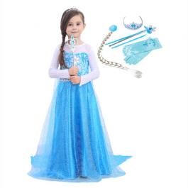 Girl Elsa Princess Costume Lace Trailing Gown For Kids Girl Party Dress Kids Halloween Christmas Party Gown
