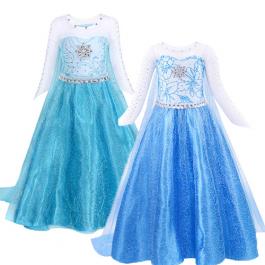 Hot sale long sleeve sequins white Queen Elsa Dress with removable capes Halloween kids girls cosplay party costume