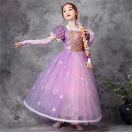 Hot sale Amazon Kids cosplay TV Movie costumes Princess Rapunzel Rapunzel Dresses up Kids party dress