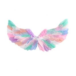 Hot sale kids girls angel cosplay feather wings rainbow color unicorn feather wings for baby girls