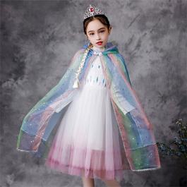 Hot sale sequined sparkle fancy children cloak for Halloween Christmas girls tulle cape with hoodie kids girl princess capes
