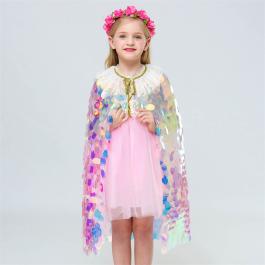 Amazon hot sale Kids girl Sequined Mermaid Capes Children Cloak for Halloween Christmas cape