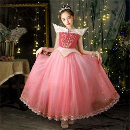 New 2022 Girls Aurora Princess Costume Long Sleeve Children Cosplay Party Dress For Christmas Halloween