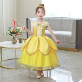 Kids Beauty and The Beast Costume Girl Baby Cosplay Halloween Princess Birthday Party Fancy Dress Girl Princess Dress