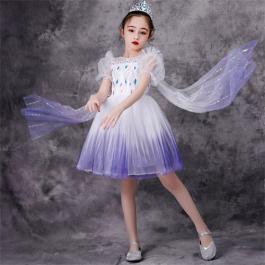 Hot sale puffy sleeve Kids girl white Elsa Dress Birthday Party Dresses TV movie Costumes for Kids