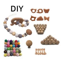 Diy Personalised Metal Wood infant Beads Dummy Clip Holder Silicone Baby Pacifier Clip
