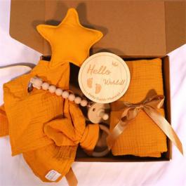 100% Cotton Organic Cozy Soft Muslin Swaddle With Turban , Customize Baby Swaddle Blanket and Headband Gift Set