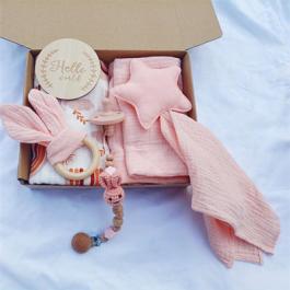 Custom new born baby gift set bamboo cotton baby swaddle blanket security comforter blanket