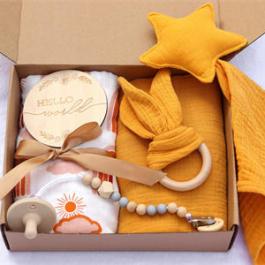 Custom baby shower souvenir gifts organic cotton baby shower gift sets newborn box