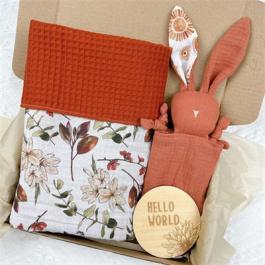 RTS Bunny Baby Comforter Toy Unisex Baptismal Gift Box For Baby Bamboo Cotton Baby Muslin Swaddle Blanket Set