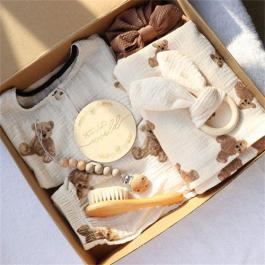 Customize Newborn Baby Towel Gift Set Free-matching Baby Clothes Gift Set Bear Baby Shower Gift Set