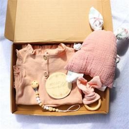 6 Pcs/set Soft Cotton Romper And Shorts Muslin Baby Comforter Toy Pacifier Newborn Custom Baby Shoes Gift Set