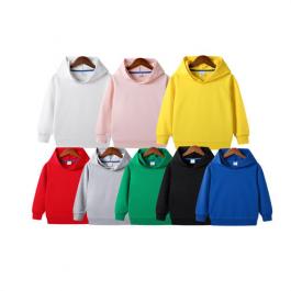 long sleeve plain color 100% cotton kids sweatshirt hoodie for boys girls