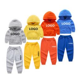 Custom Logo 100% cotton Long sleeve Hoodie boys sport clothing sets toddler boys kids sweatsuit jogger sets
