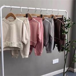 Children's Autumn Unisex Clothes Solid Long Sleeve Baby Kids Clothes Set