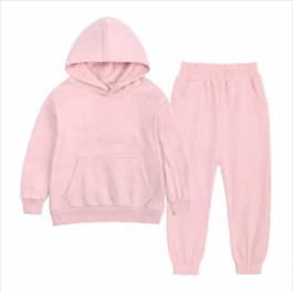 Solid Color Long Sleeves Sports Hooded Clothes For Kids Children Set