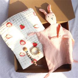 Customize Newborn Baby Muslin Swaddle Blankets Baby Shower Gift Set