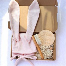Baby Hat Wood Milestone Brush And Teether Baby Shower Gift Toy Set