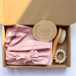 Bamboo Swaddle Wrap For Baby Baby Hat And Wood Brush Baby Gift Sets Newborn Box