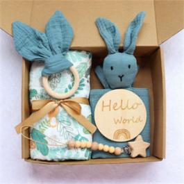 baby gifts set organic cotton Swaddle blanket baby shower gift set