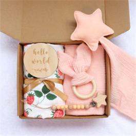 baby gifts set organic cotton Swaddle blanket comfort blanket pacifier clip set baby shower gift set