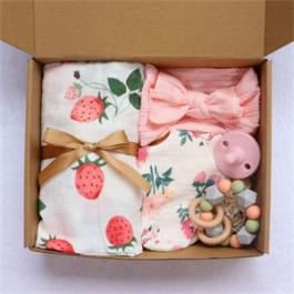 Baby Gift Bib Headband Custom Muslin Swaddles Newborn Gift Set Milestone Blanket Baby Gift Set