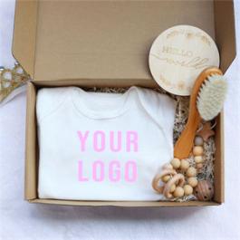 Customized Logo Baby Rompers New Baby Gift Woody Brush And Teether Newborn Gift Box